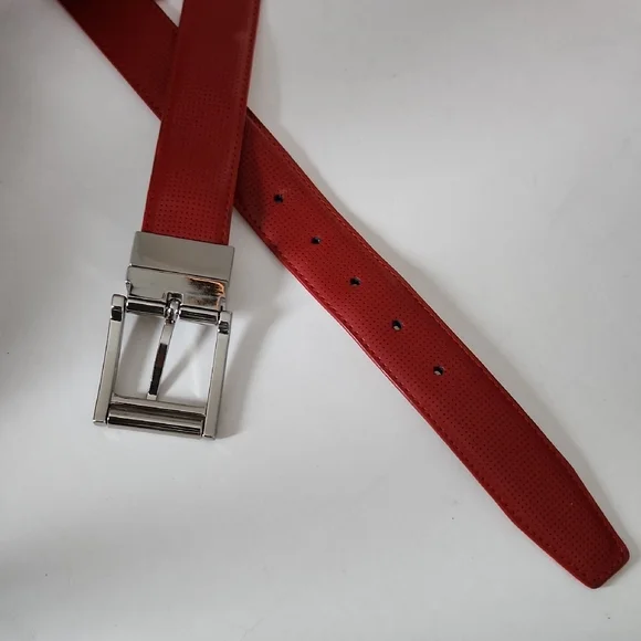 Ping Reversible Red And White Leather Belt - Picture 9 of 10